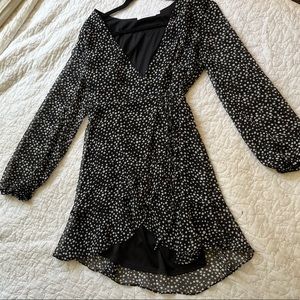 Polka dot wrap mini dress